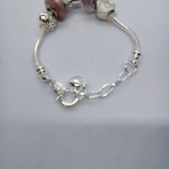 Cute Purple European Beaded Snake Bracelet with Star and Moon Charm - Picture 2 of 3